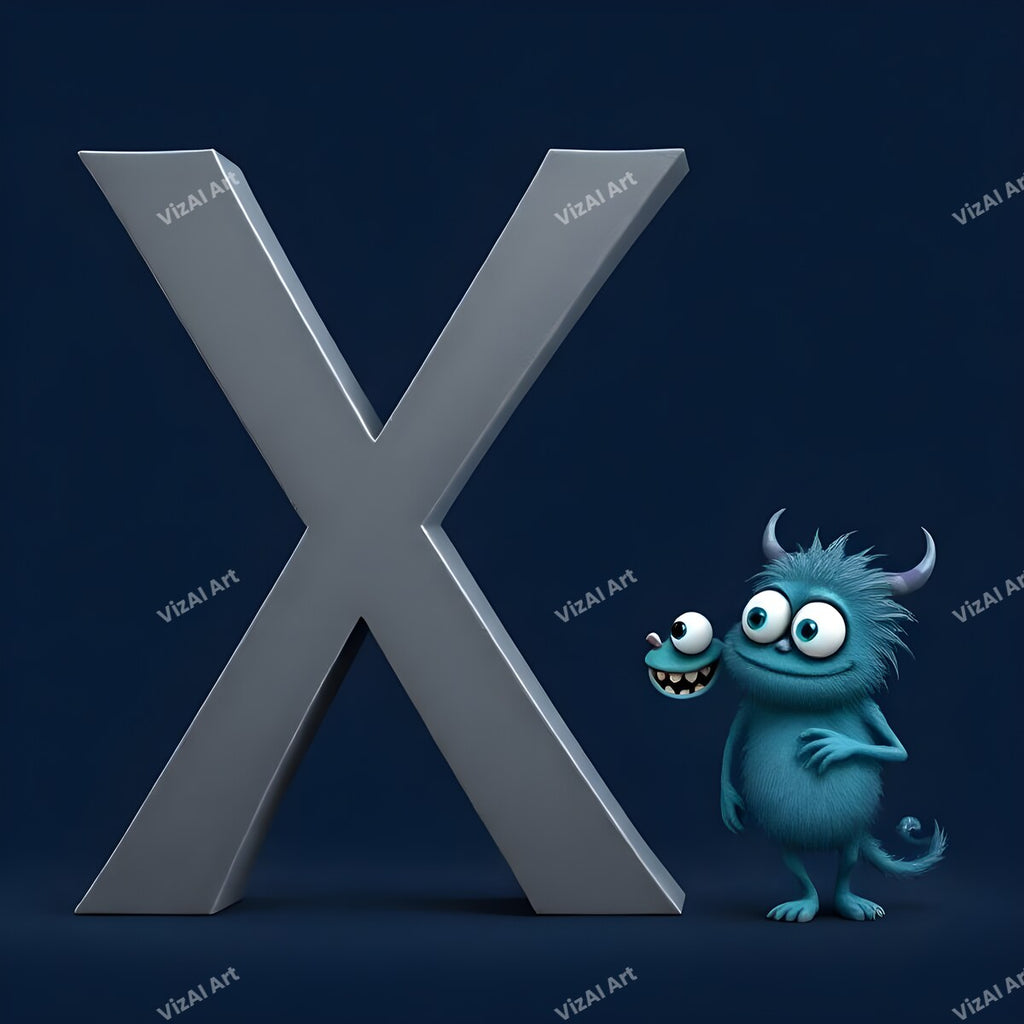 Monster Alphabet Wall Art letter X