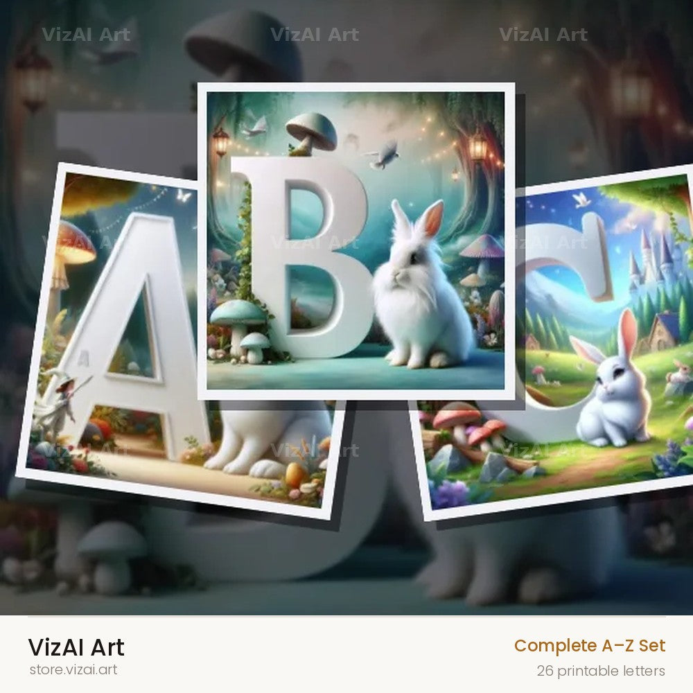 White Rabbit Meadow alphabet — choose an individual printable letter
