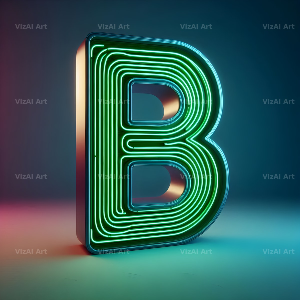 Neon alphabet letter B