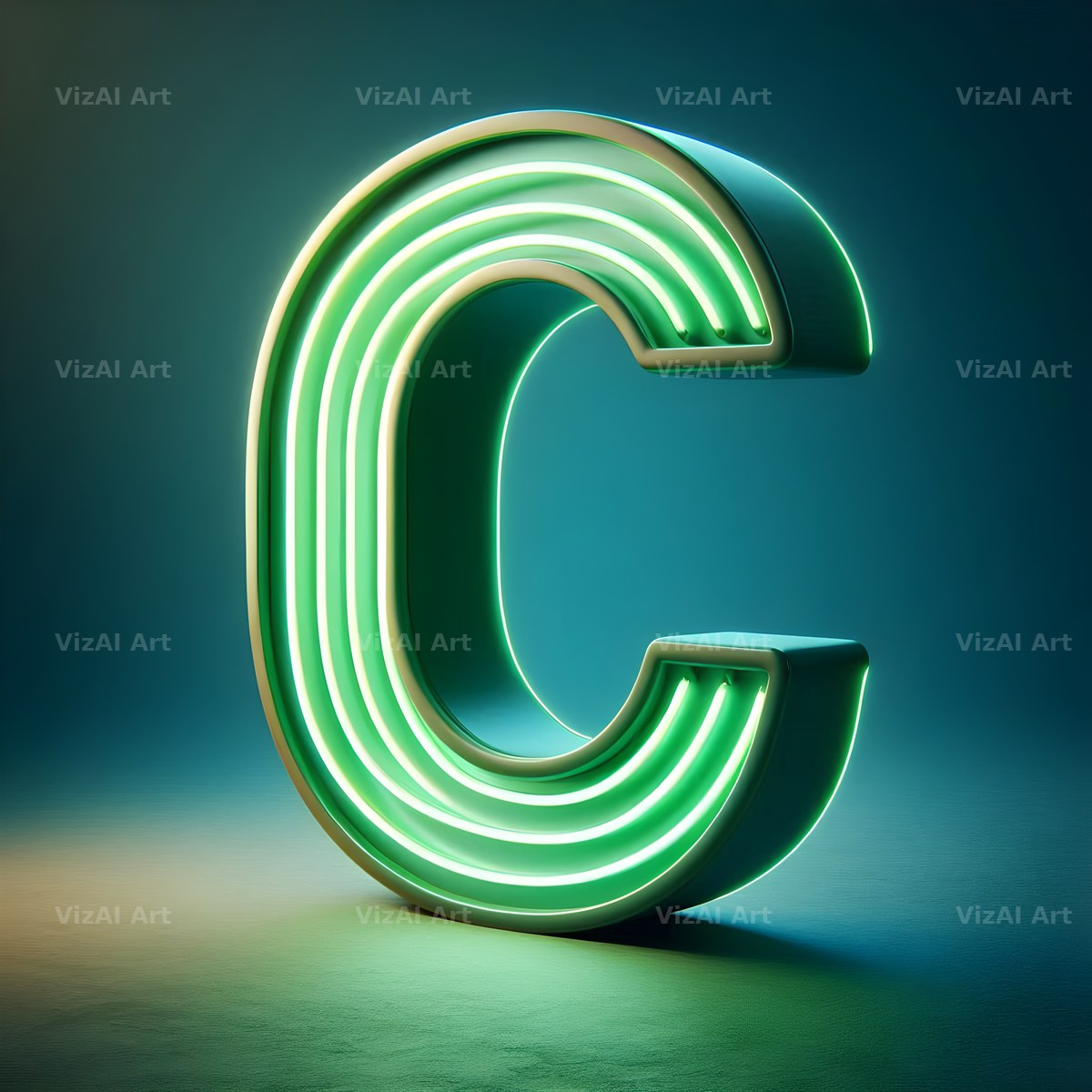 Neon alphabet letter C