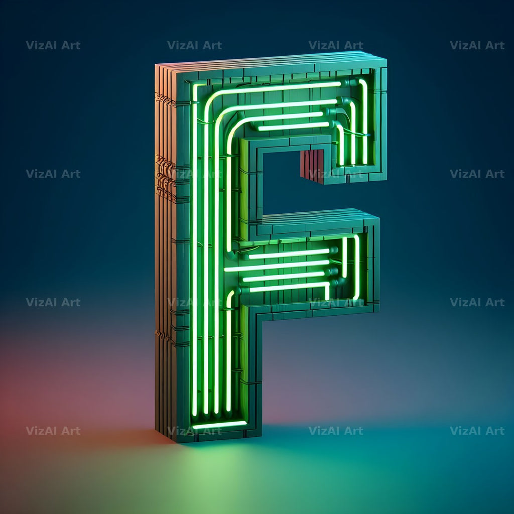 Neon alphabet letter F