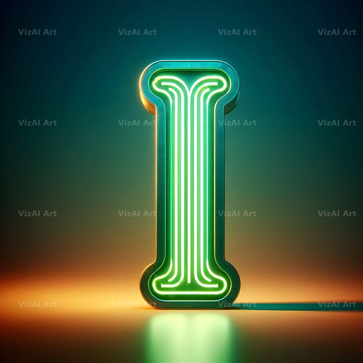Neon alphabet letter I