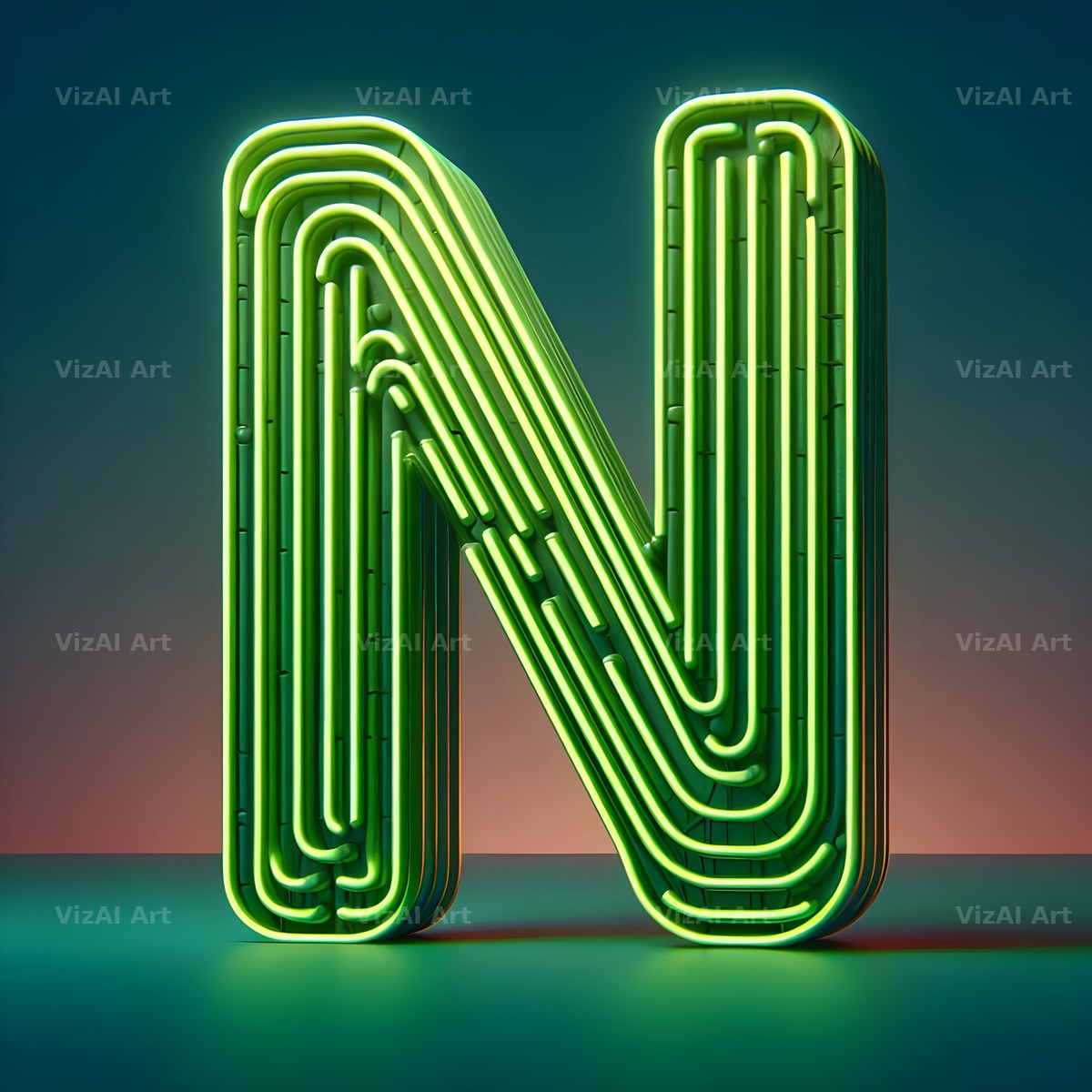 Neon alphabet letter N