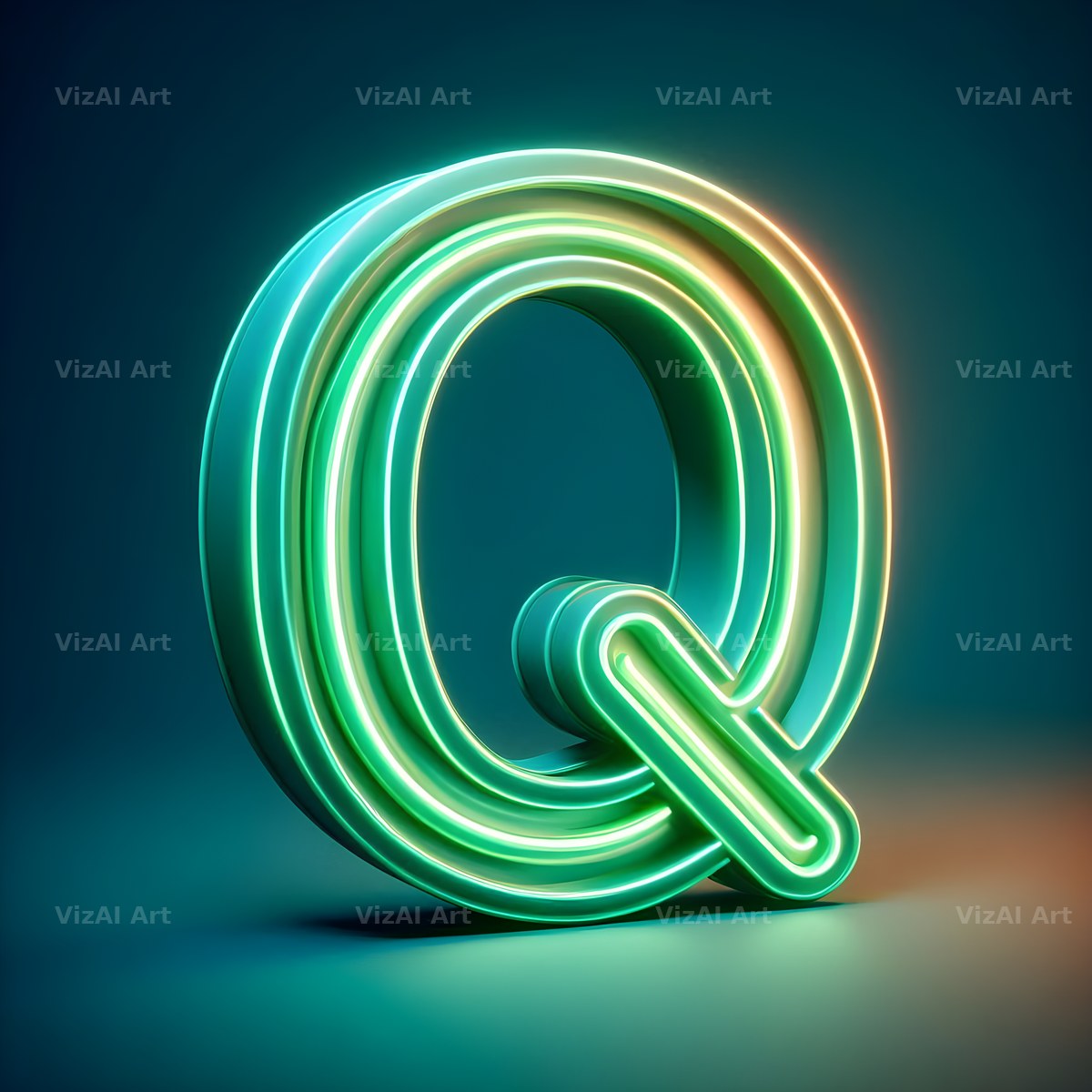 Neon alphabet letter Q