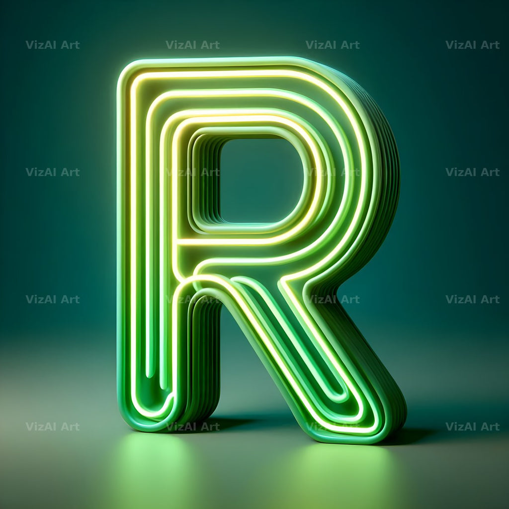 Neon alphabet letter R