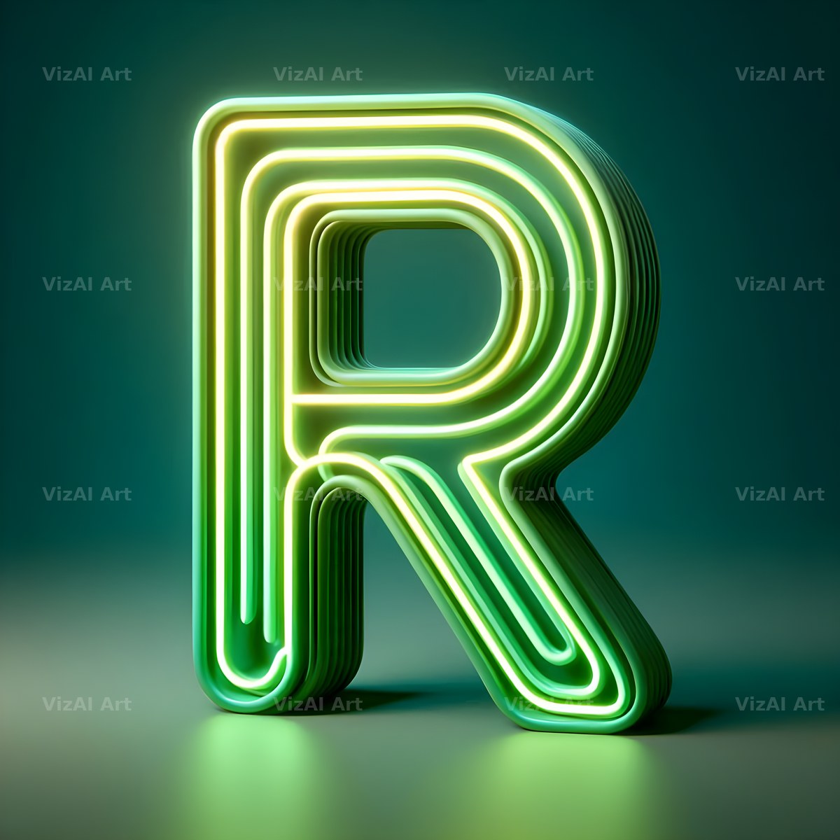 Neon alphabet letter R
