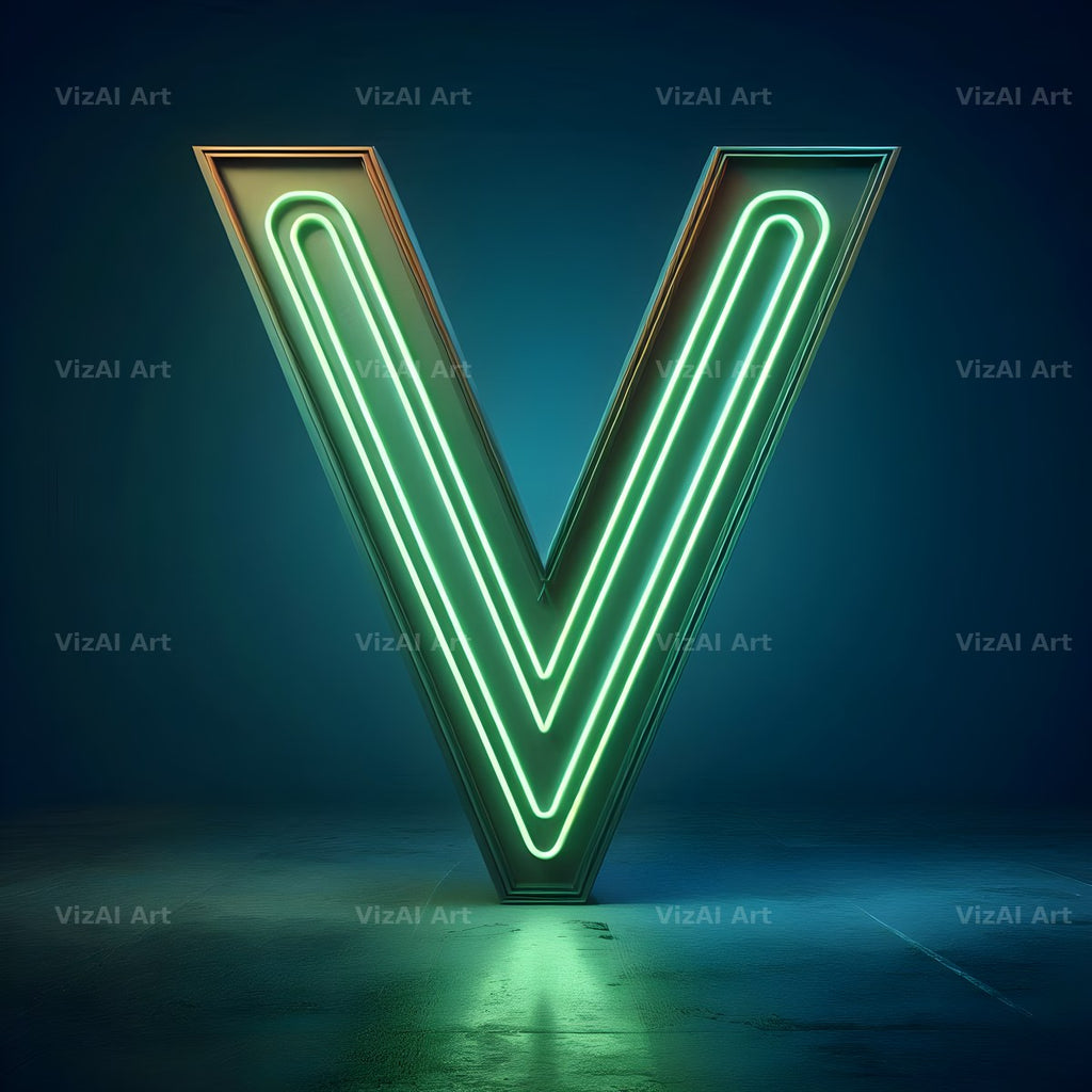 Neon alphabet letter V