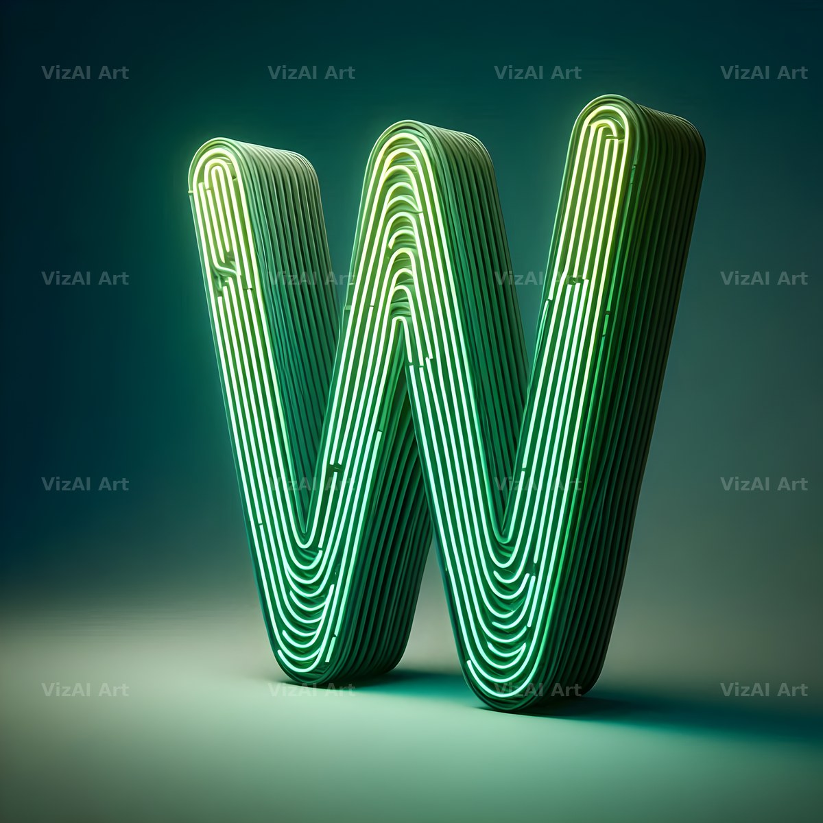Neon alphabet letter W
