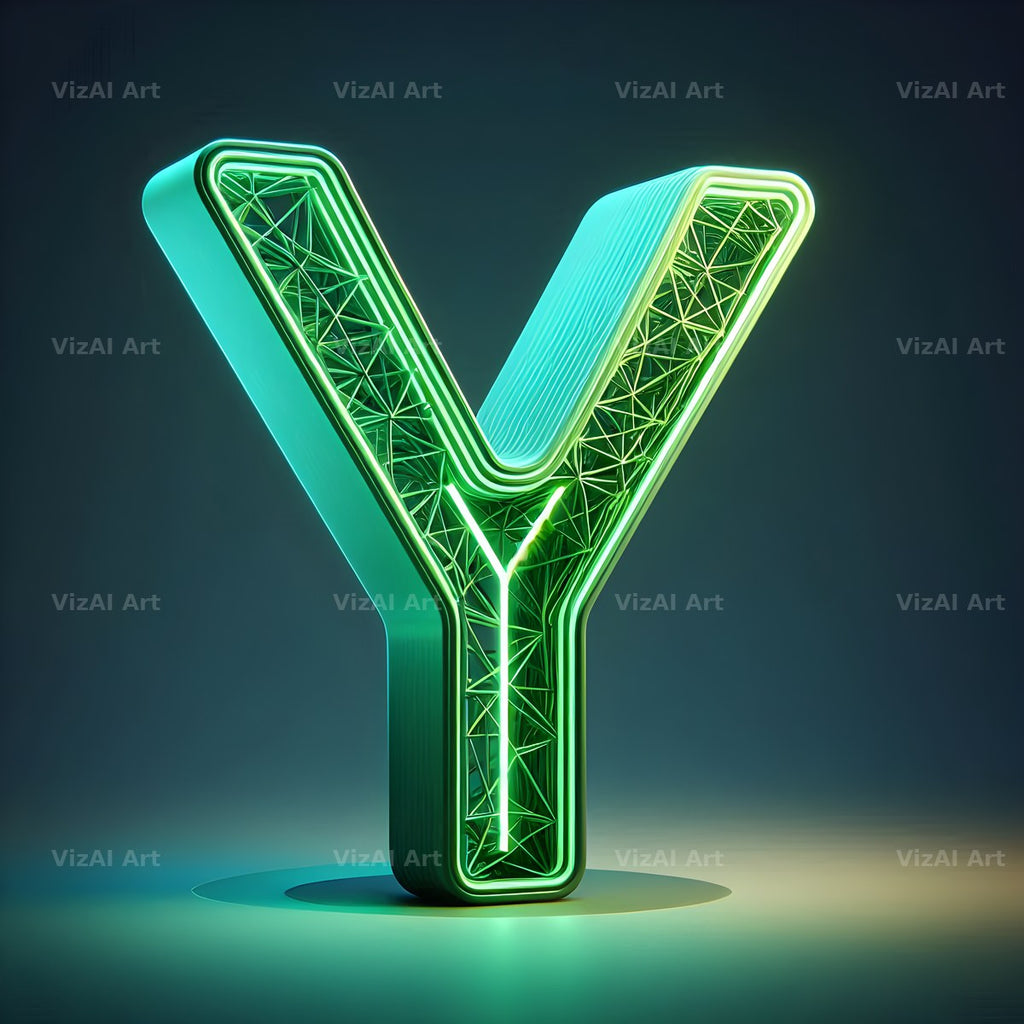 Neon alphabet letter Y