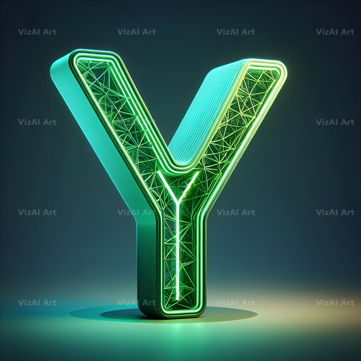Neon alphabet letter Y