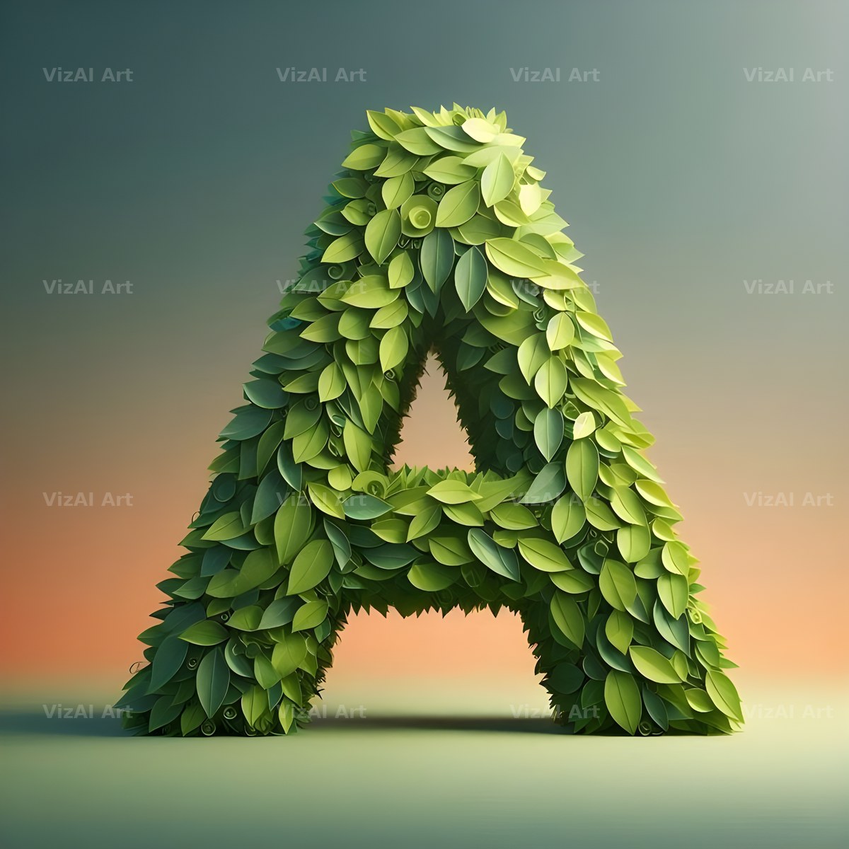 Green Leaf alphabet letter A