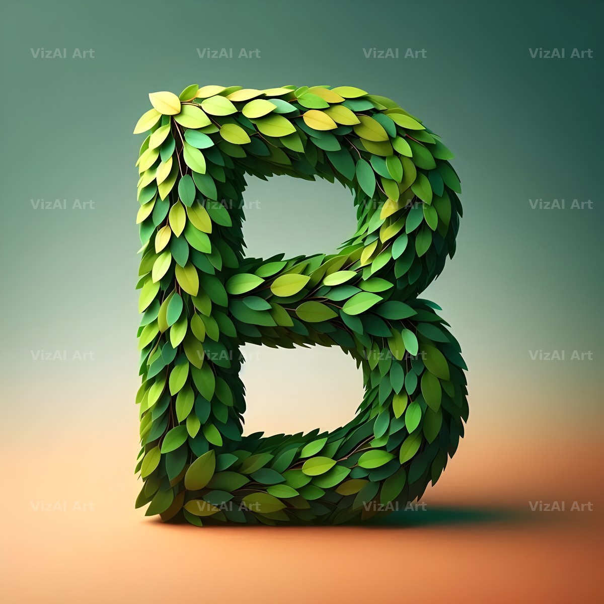 Green Leaf alphabet letter B