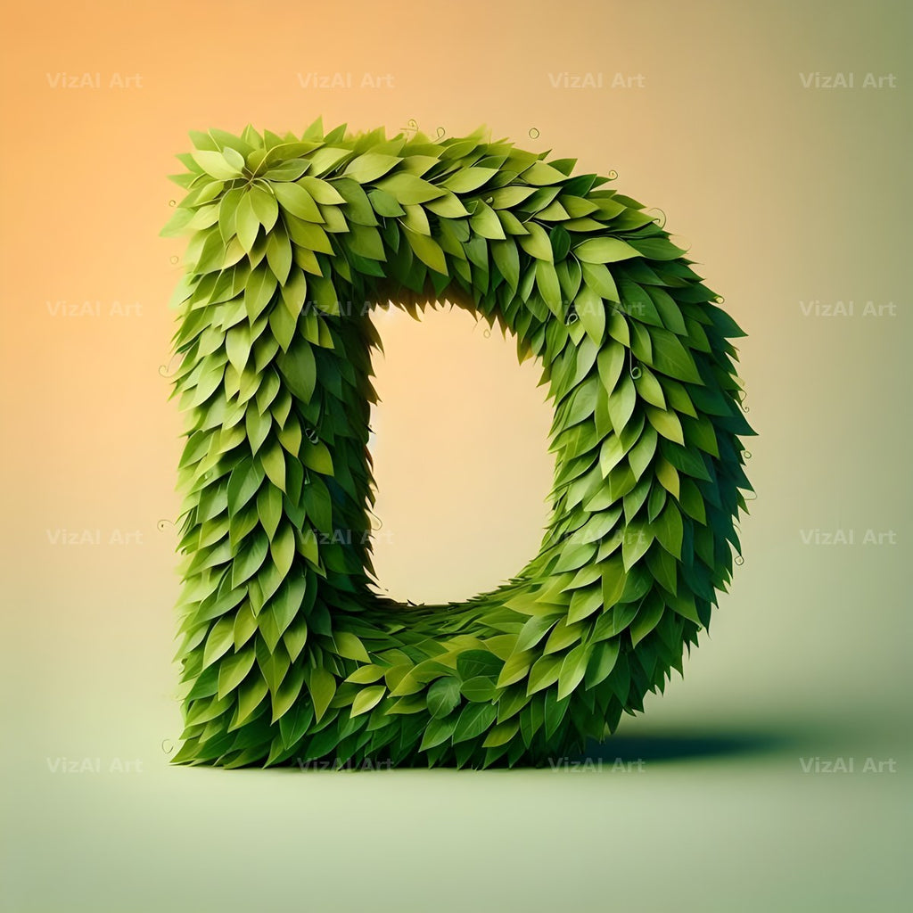Green Leaf alphabet letter D