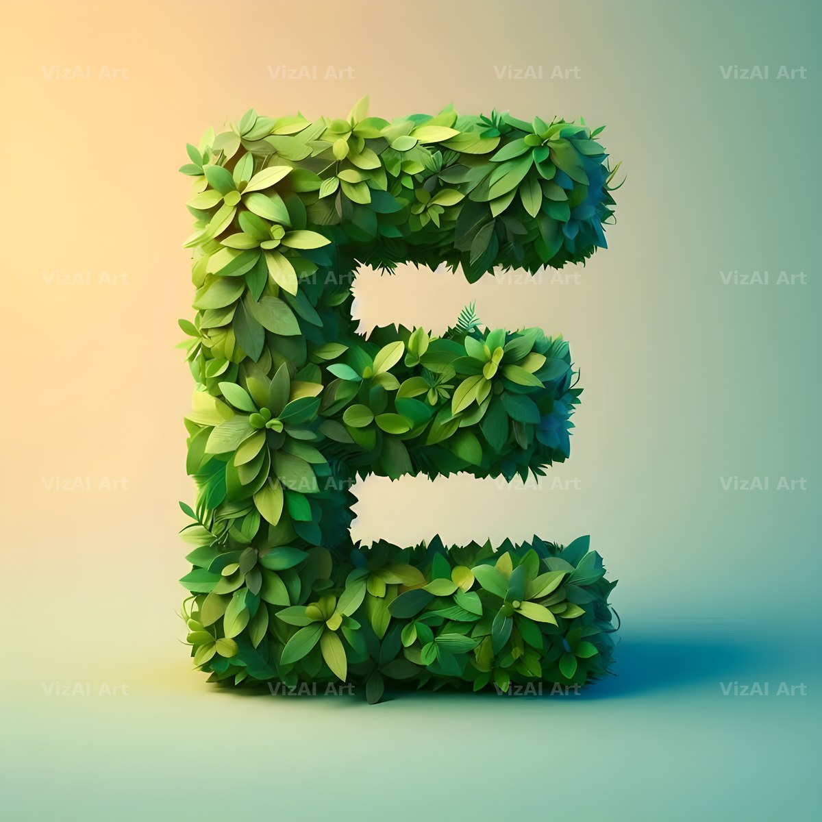 Green Leaf alphabet letter E