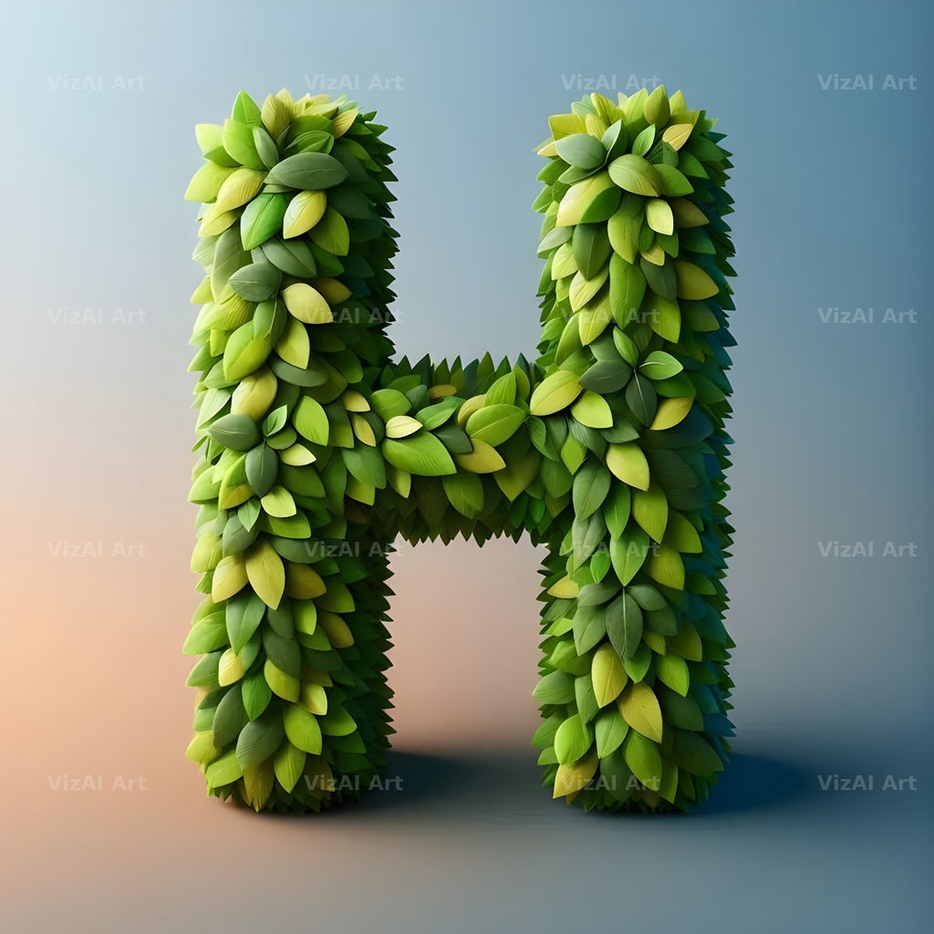 Green Leaf alphabet letter H