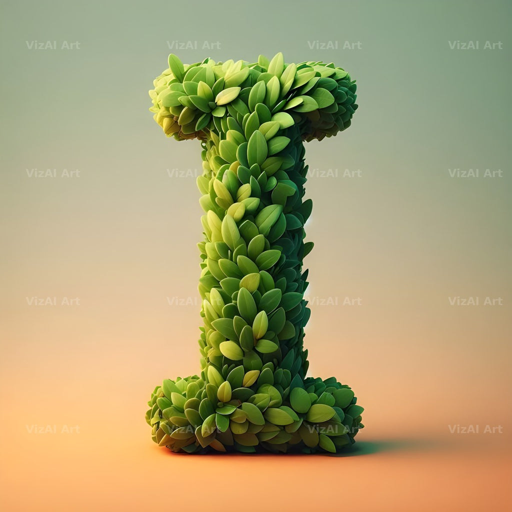 Green Leaf alphabet letter I