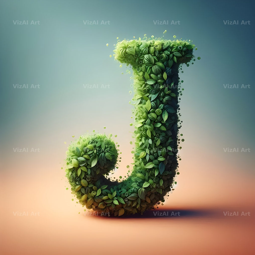 Green Leaf alphabet letter J