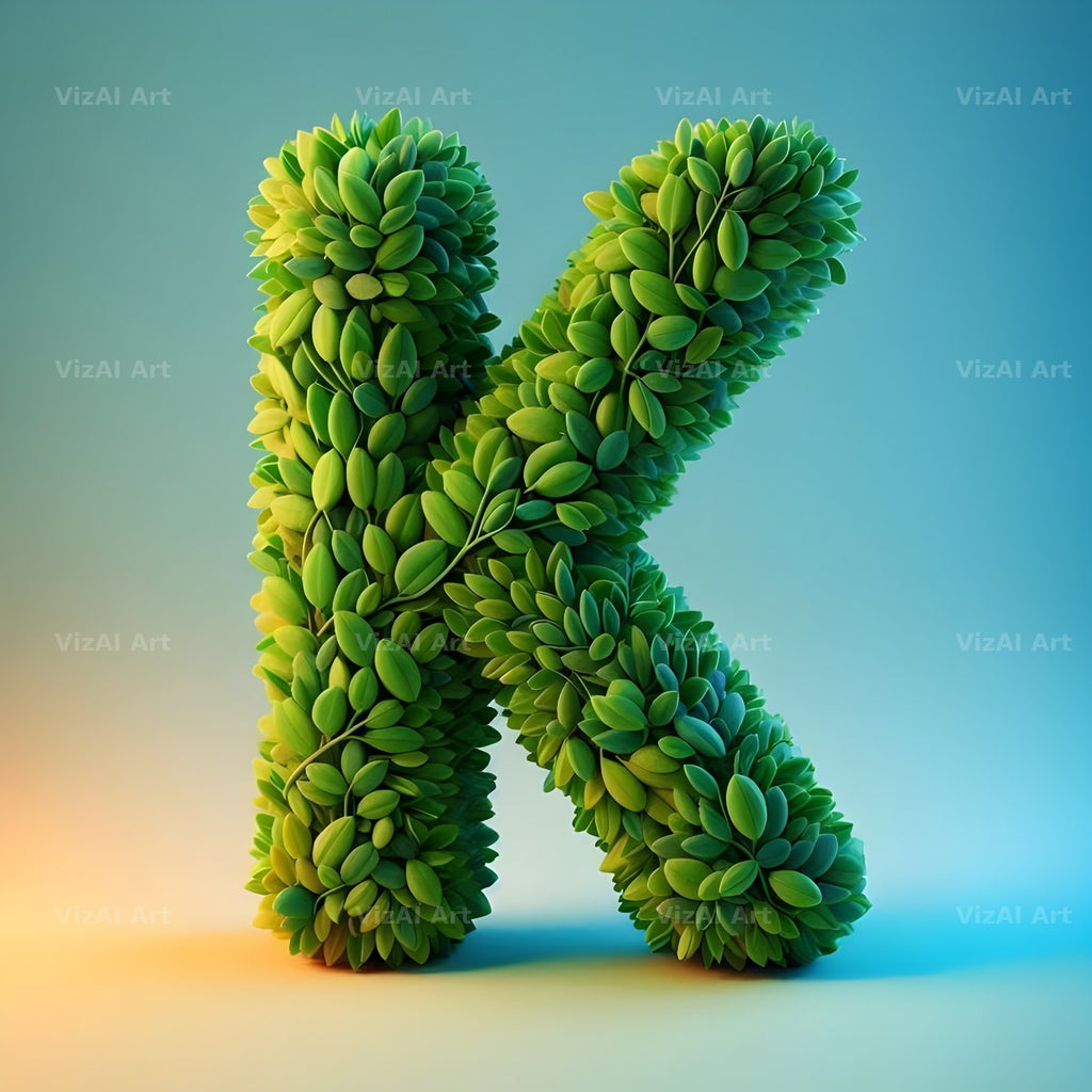 Green Leaf alphabet letter K