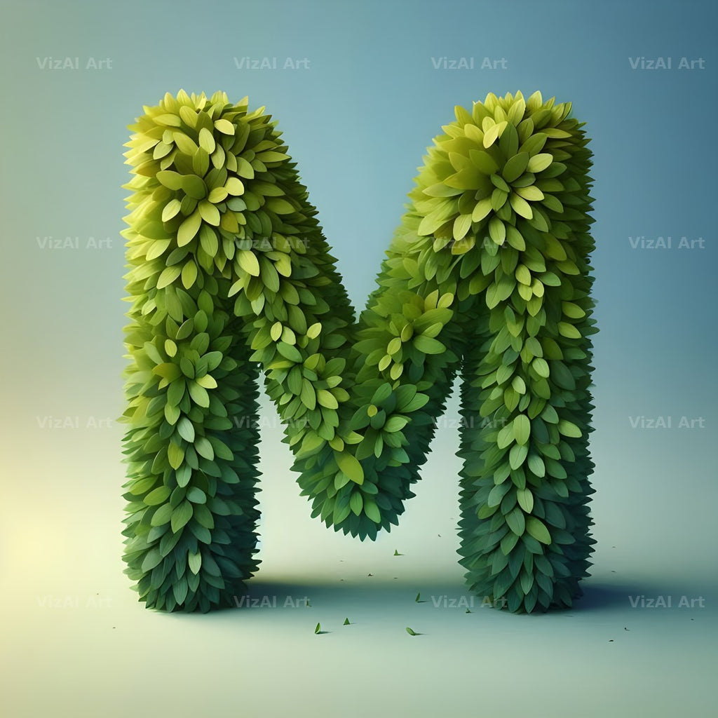 Green Leaf alphabet letter M