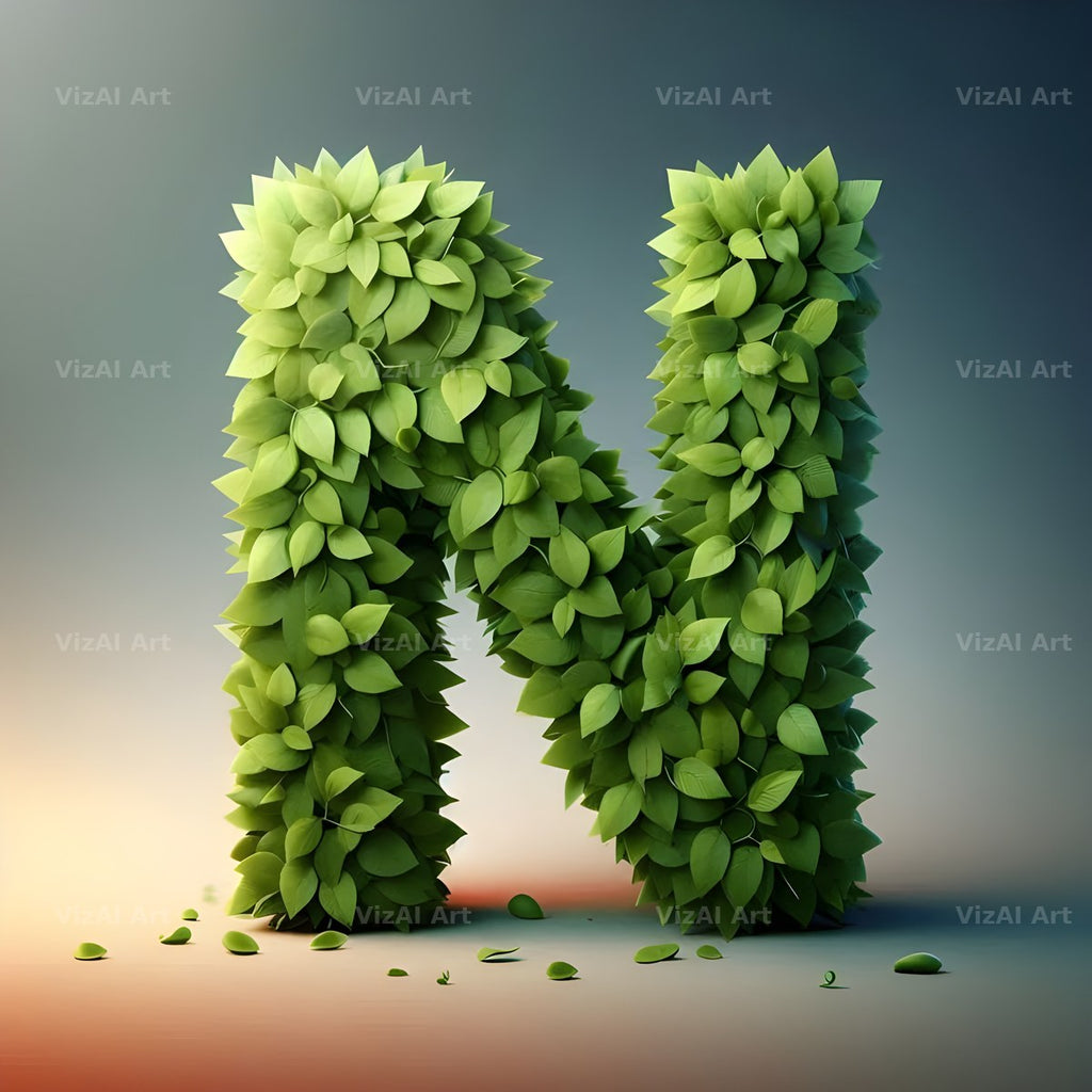 Green Leaf alphabet letter N