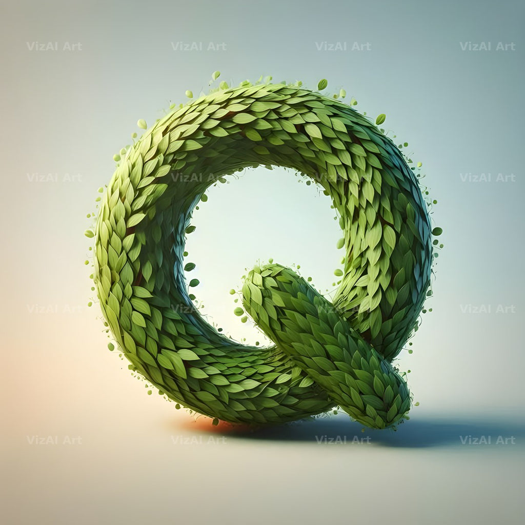 Green Leaf alphabet letter Q