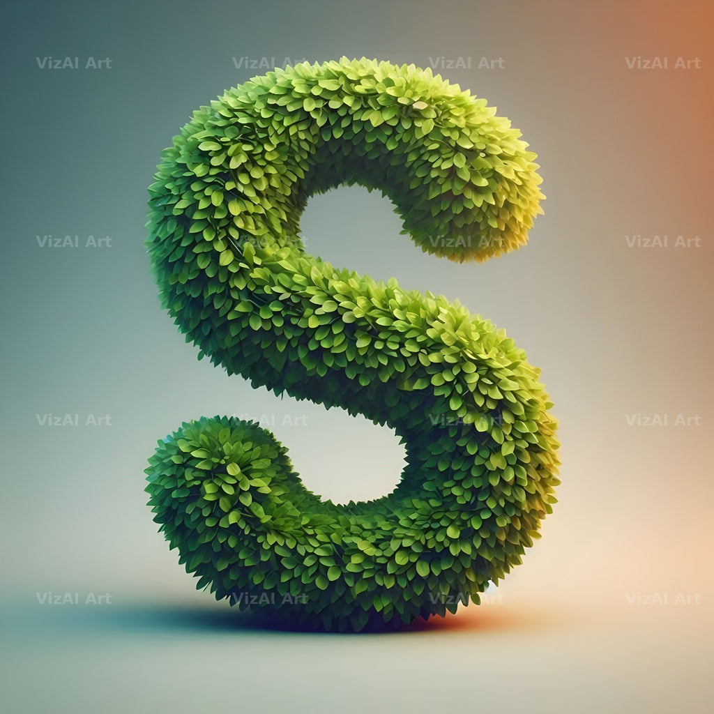 Green Leaf alphabet letter S