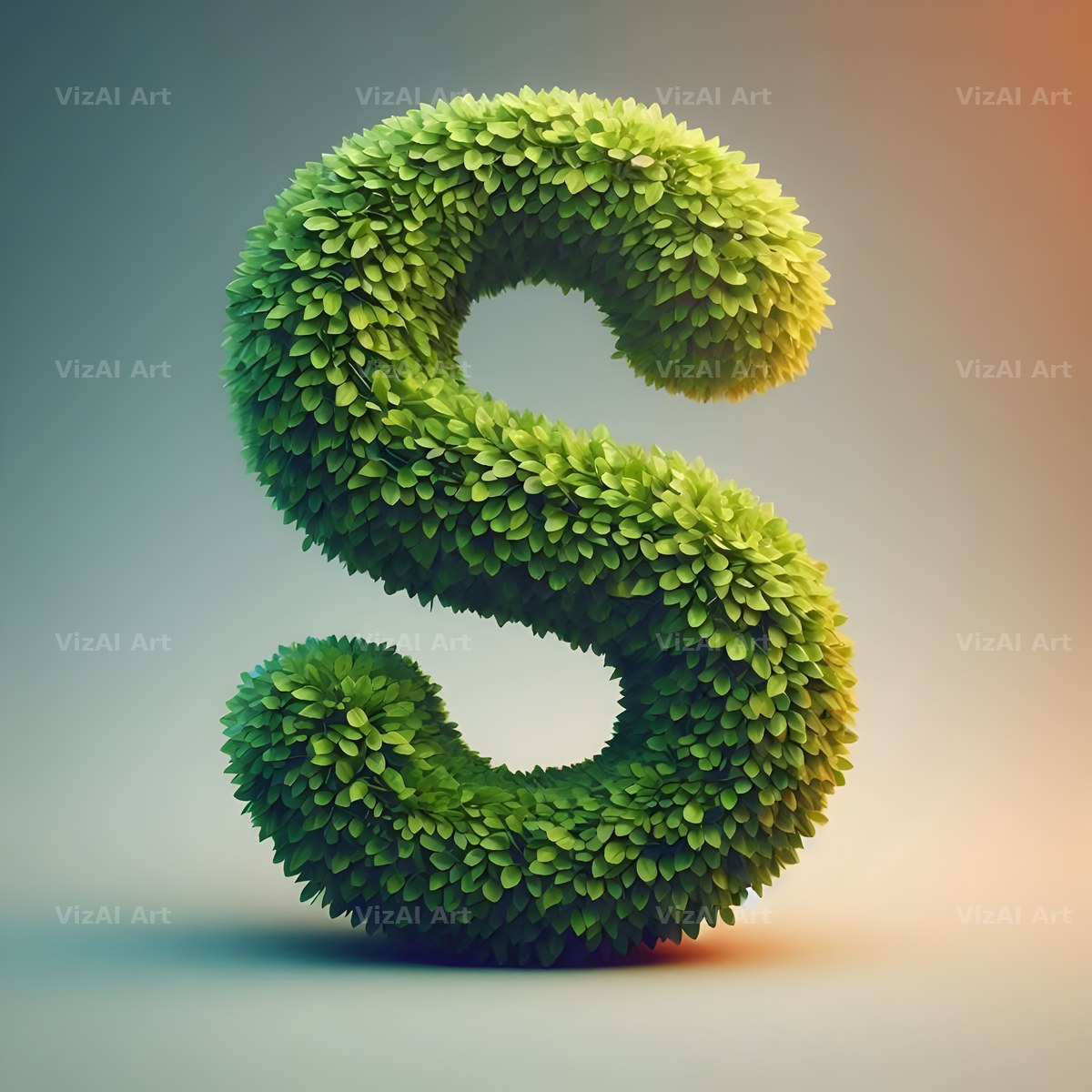 Green Leaf alphabet letter S
