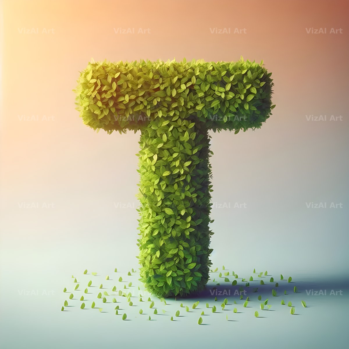 Green Leaf alphabet letter T