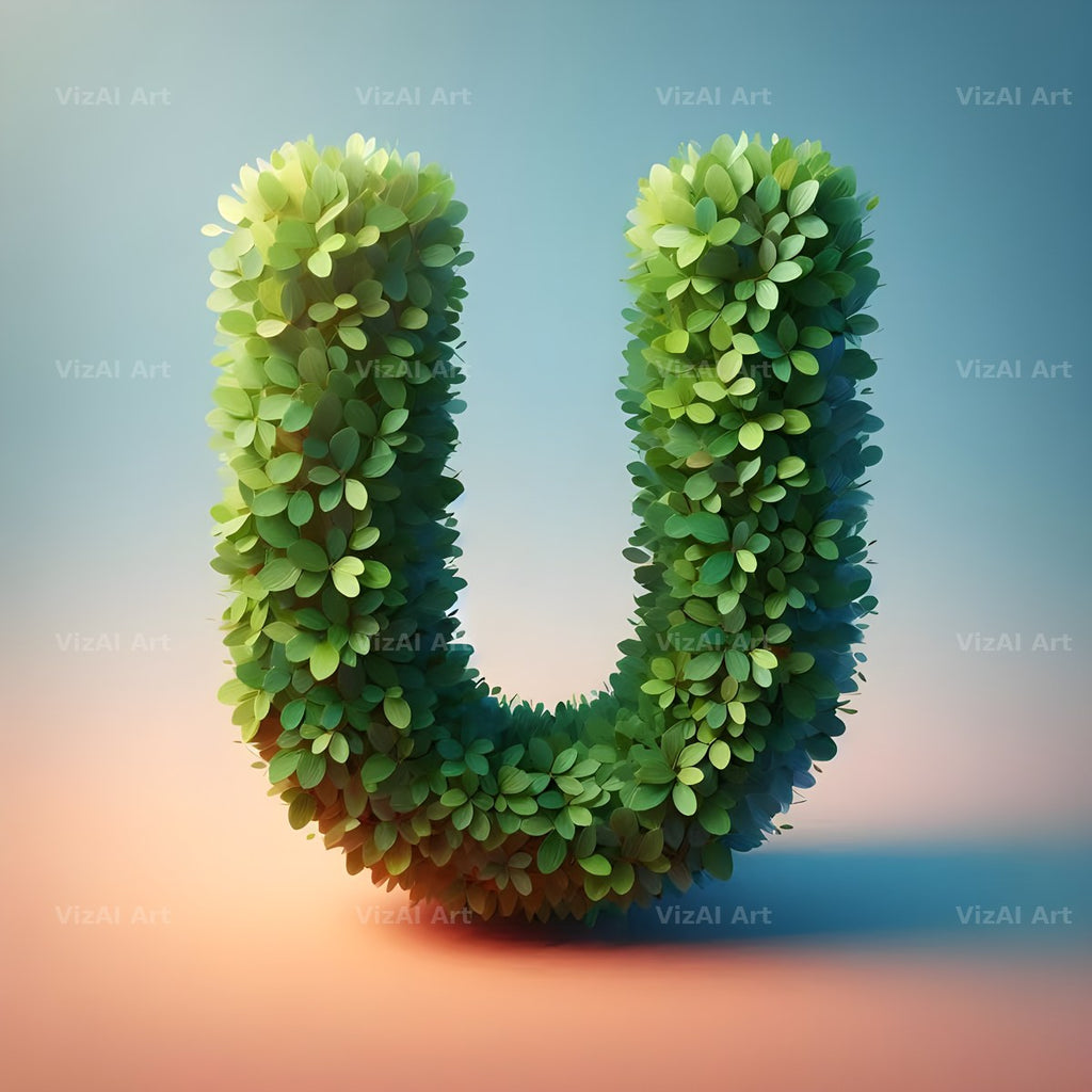 Green Leaf alphabet letter U