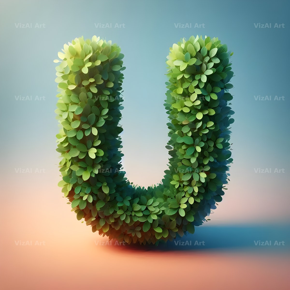 Green Leaf alphabet letter U