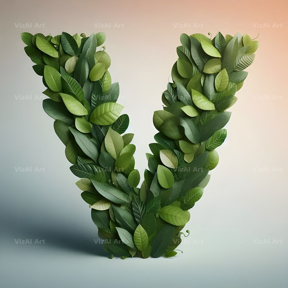 Green Leaf alphabet letter V