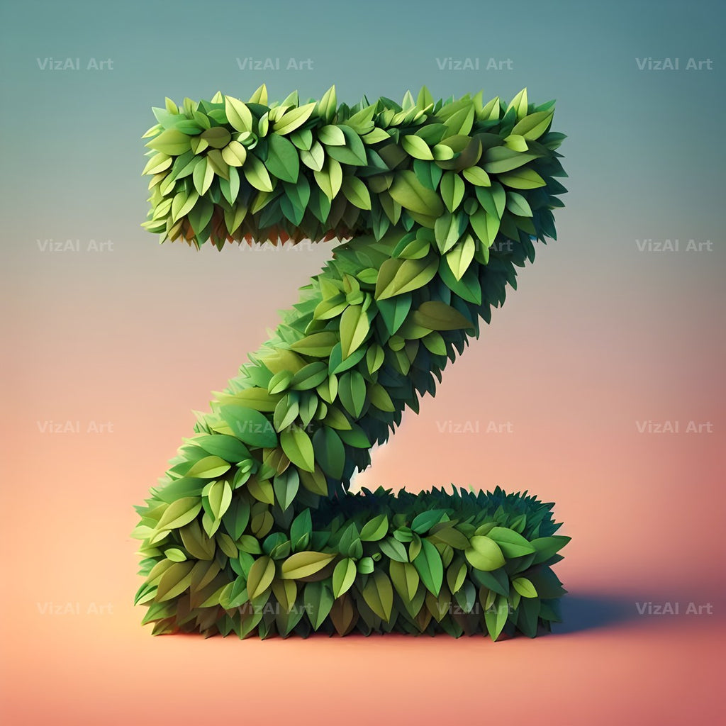 Green Leaf alphabet letter Z