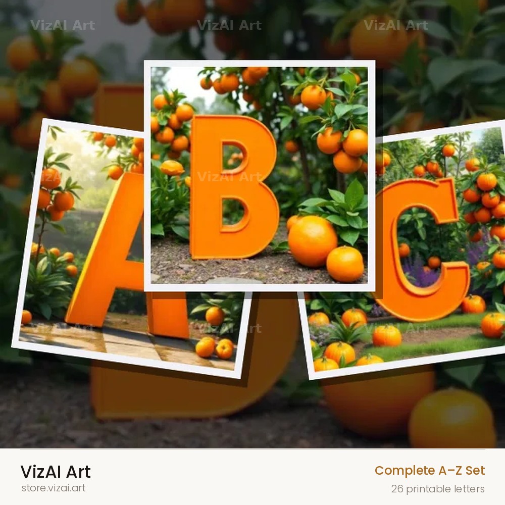 Orange Grove Tree alphabet — choose an individual printable letter