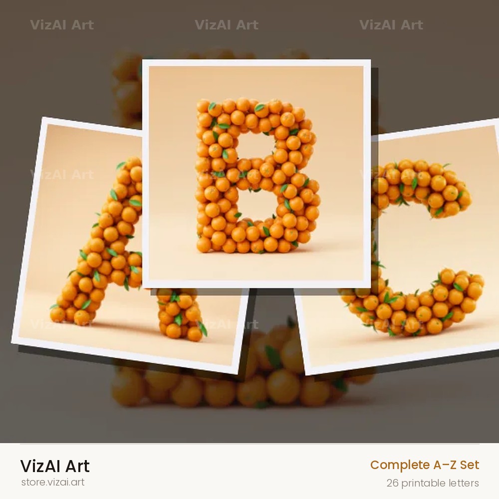 Orange Harvest alphabet — choose an individual printable letter