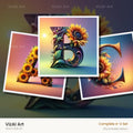 Ornate Sunflower Scroll alphabet — choose an individual printable letter