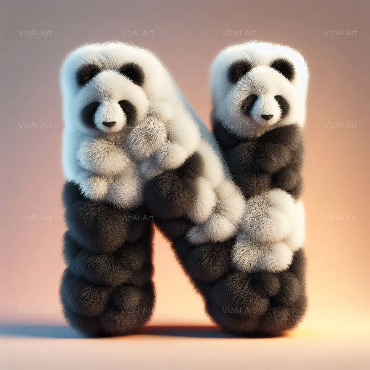 Panda alphabet letter N