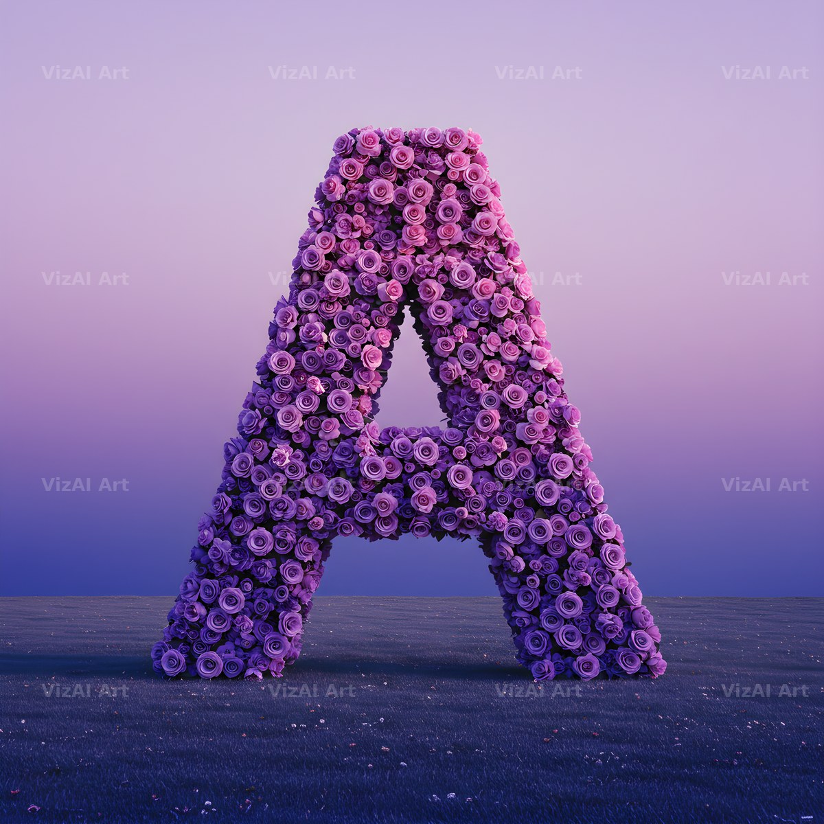 Purple Rose alphabet letter A