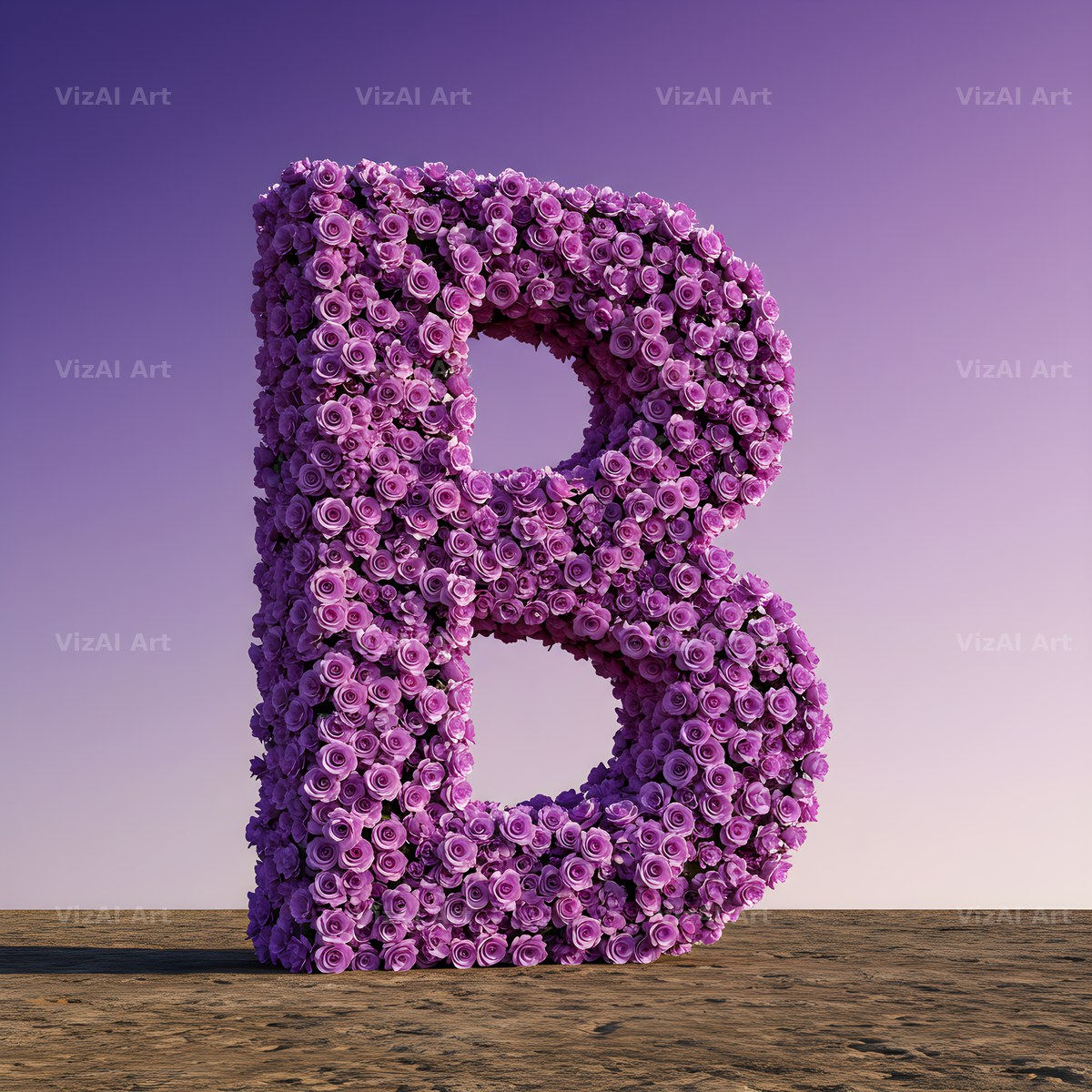 Purple Rose alphabet letter B