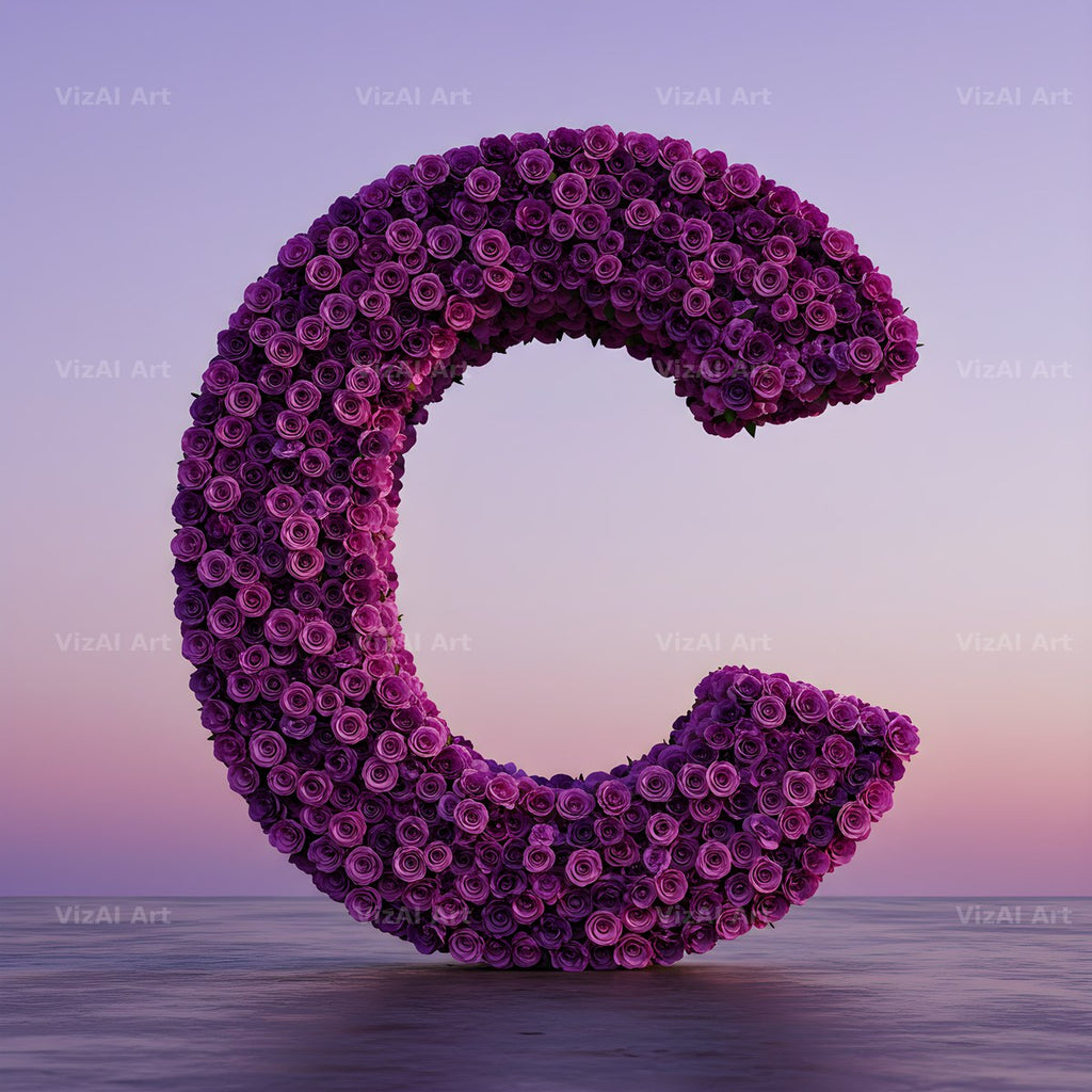 Purple Rose alphabet letter C