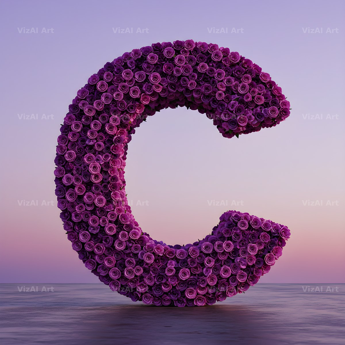Purple Rose alphabet letter C