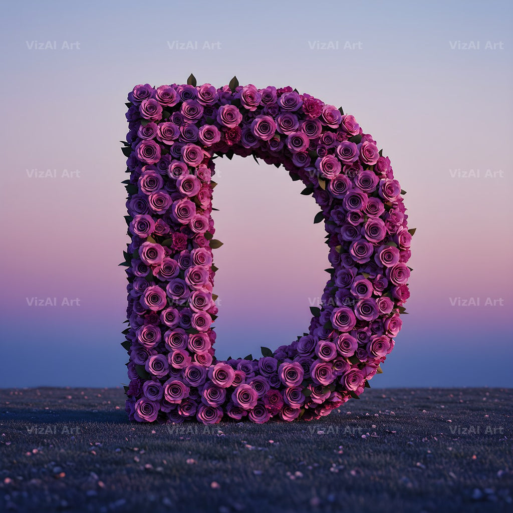 Purple Rose alphabet letter D