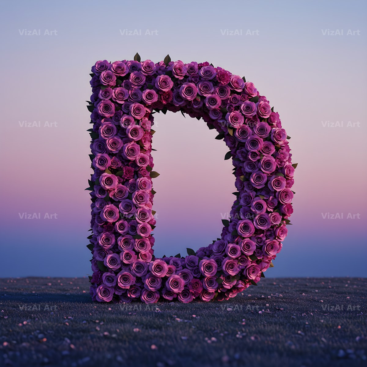 Purple Rose alphabet letter D