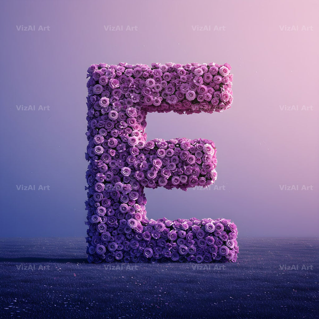 Purple Rose alphabet letter E
