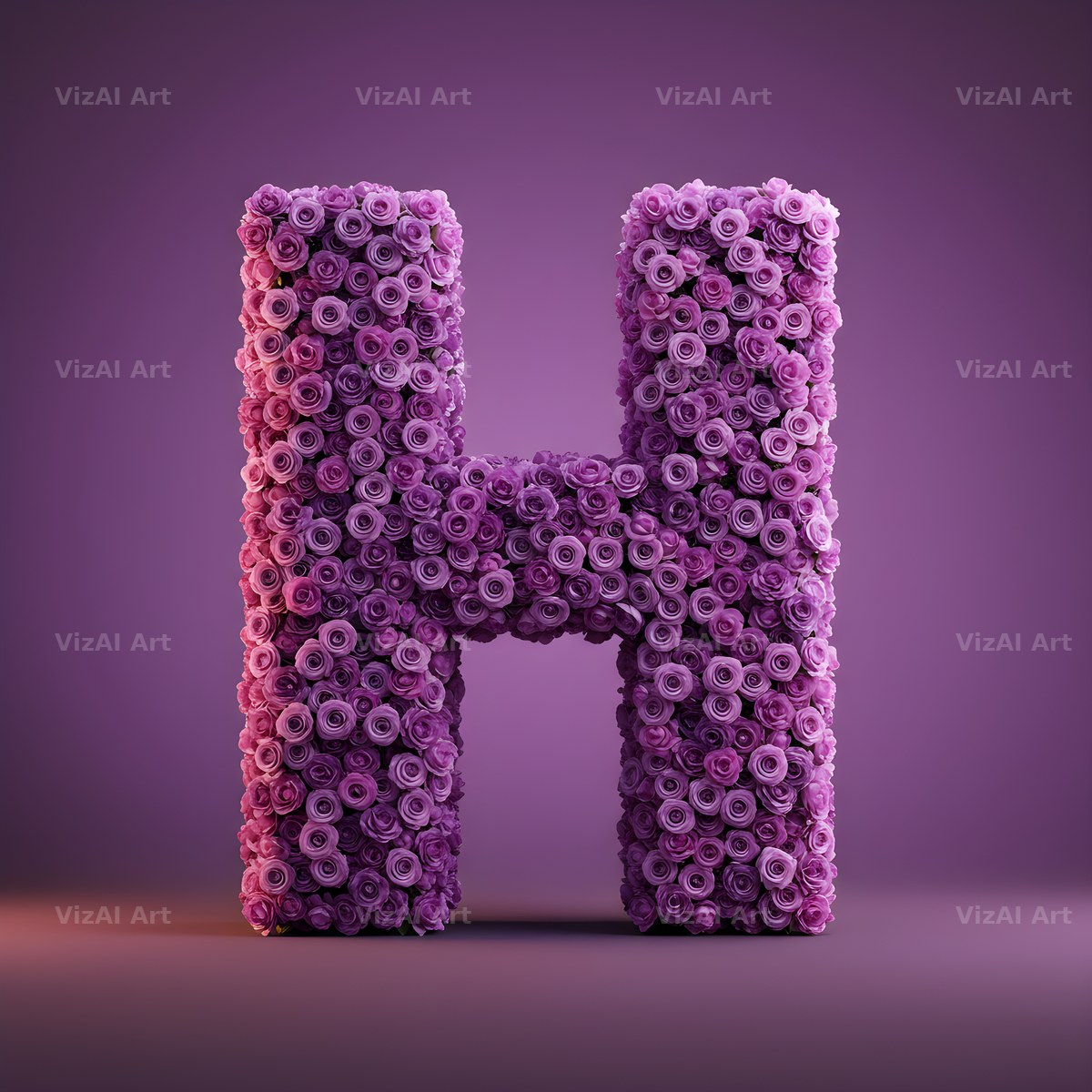 Purple Rose alphabet letter H