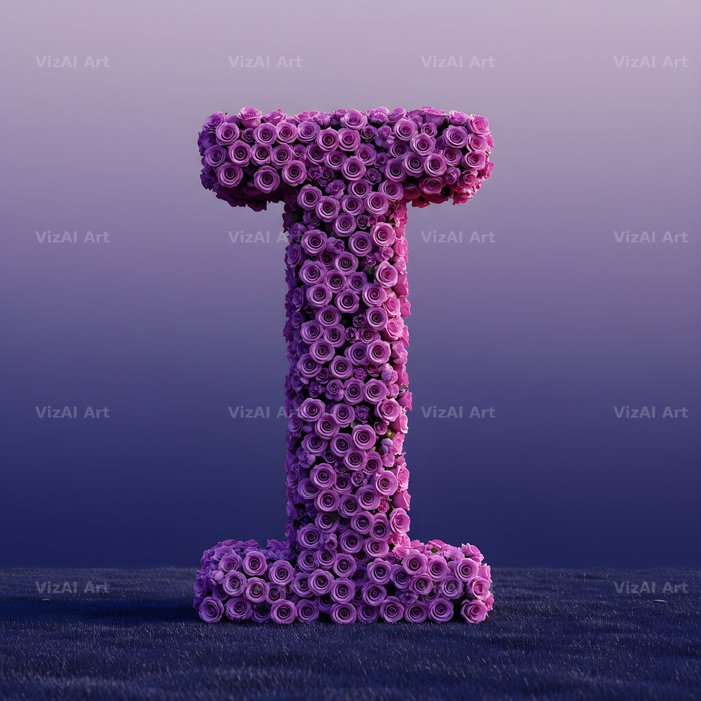 Purple Rose alphabet letter I