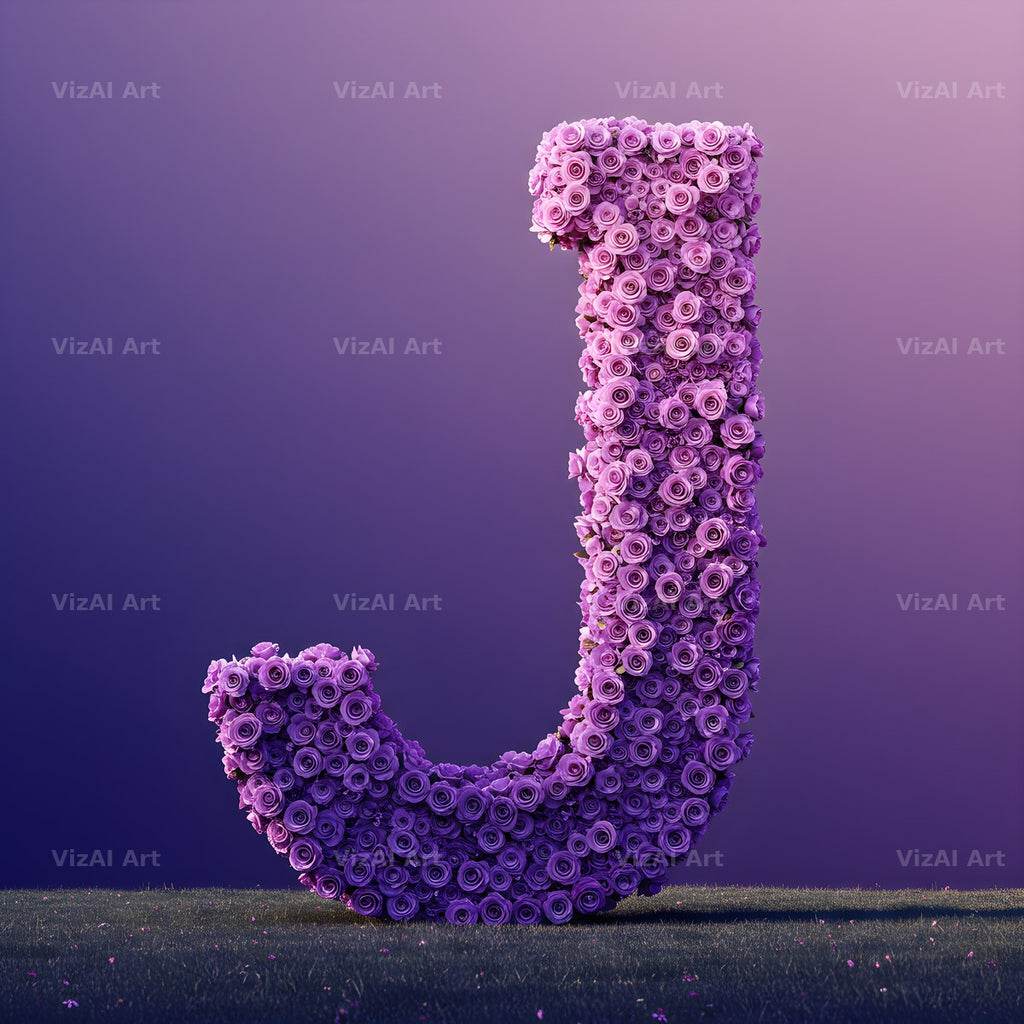 Purple Rose alphabet letter J