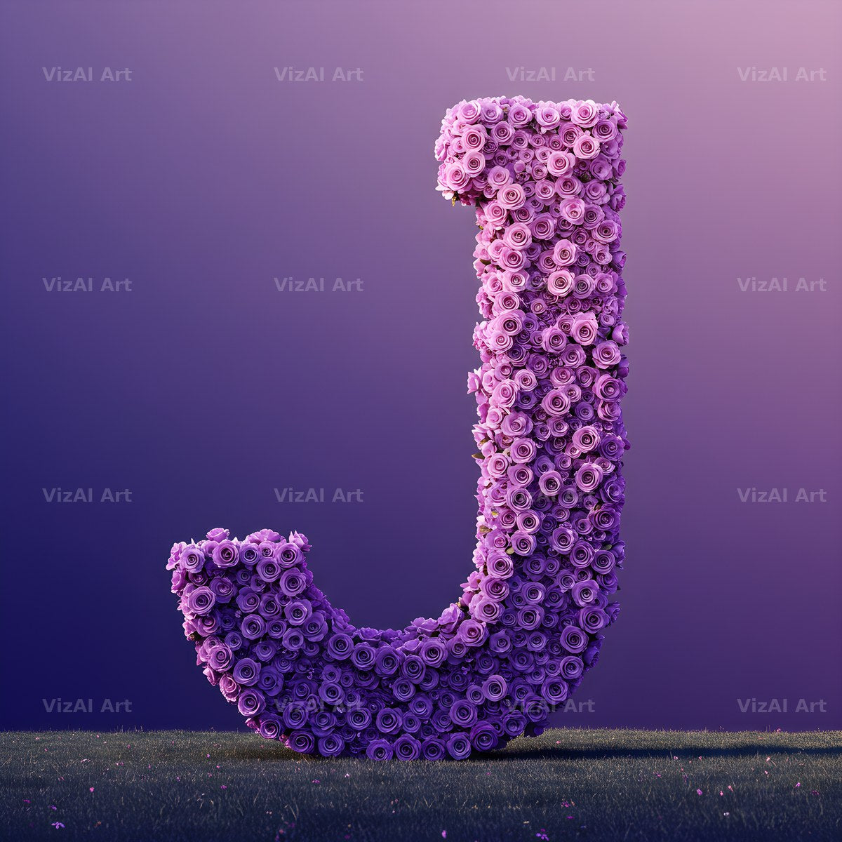 Purple Rose alphabet letter J