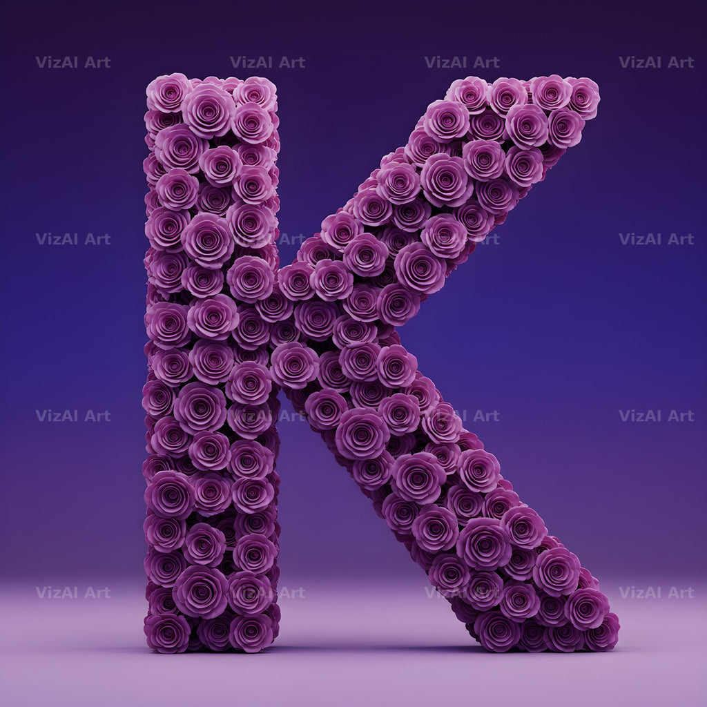 Purple Rose alphabet letter K