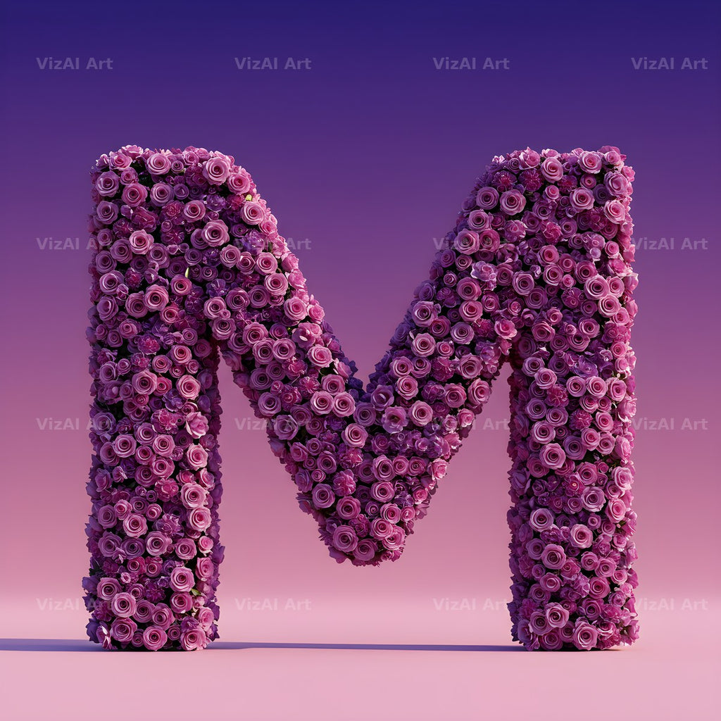 Purple Rose alphabet letter M