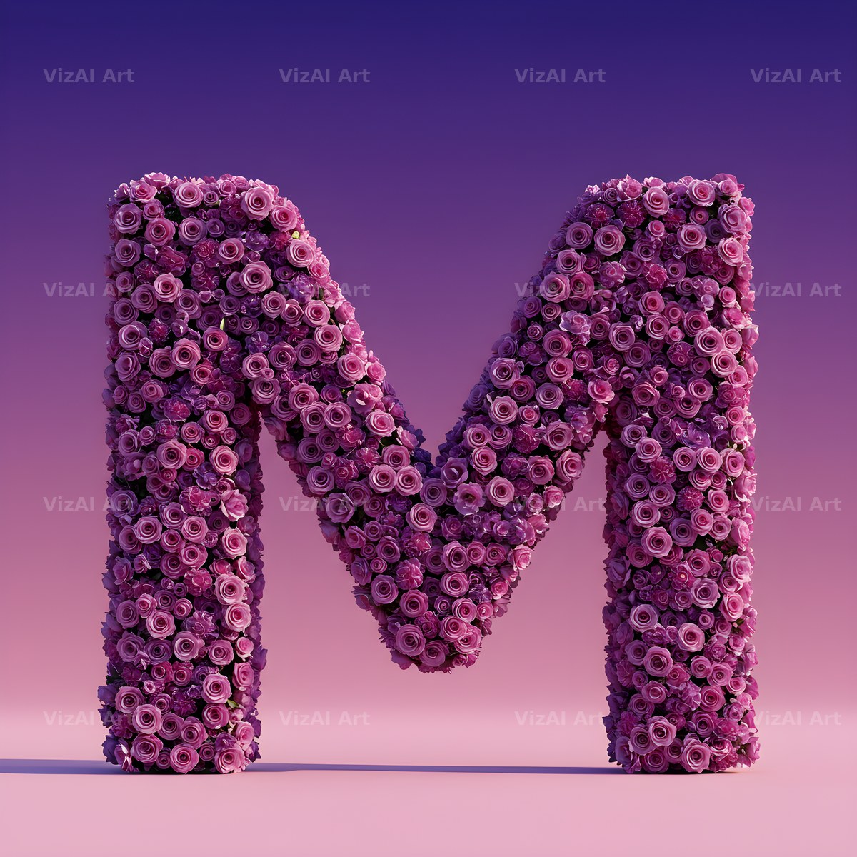 Purple Rose alphabet letter M